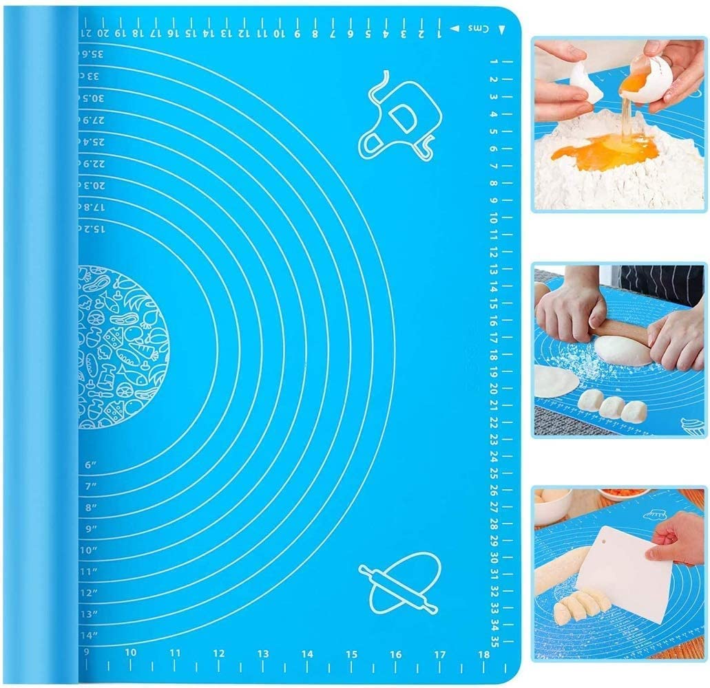Roti Mat – Non-Stick Baking & Kneading Mat for Chapati, Roti, and Cake – Stretchable Silicone Mat – 50×40 cm – Multicolor (Pack of 1)